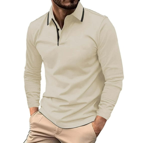XIYON Long Sleeve Polo Shirts For Men Mens Striped Casual Shirt For Male Sports Breathable Classic Golf Shirts For Men