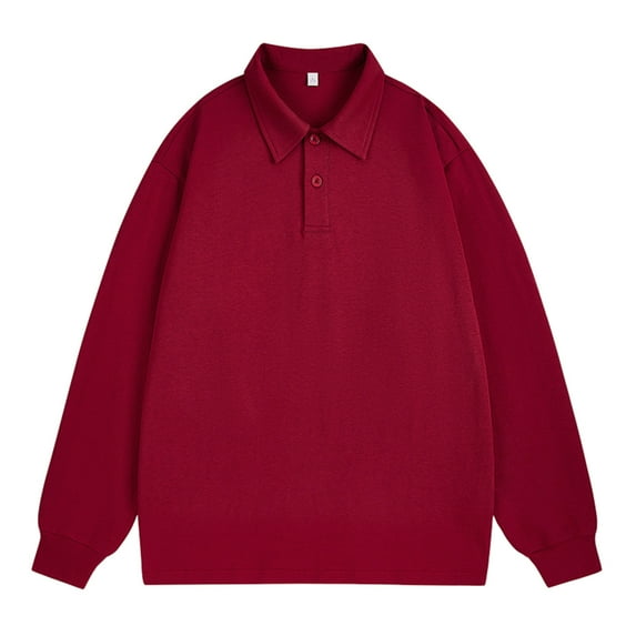 XIYON Long Sleeve Polo Shirts For Men Versatile Lapel Shirt Solid Color Fashionable Casual Top Classic Comfortable Men's Shirts