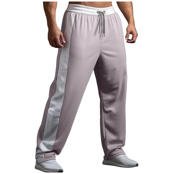 XIYON Men Sweatpants Joggers Wide Leg Sweatpants Trousers Pocket Drawstring Elastic Waist Color Block Comfort Breathable Fashion Casual Pant Leisure