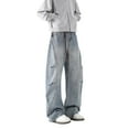 thumbnail image 1 of XIYON Men's Baggy Jeans Men Baggy Jeans Wide Leg Hop Pants Irregular Sutures Loose Trousers Streetwear Comfortable, 1 of 6