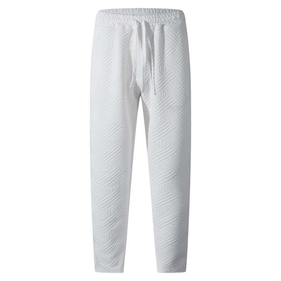 XIYON Men's Casual Pants Jacquard Drawstring Loose Casual Solid Color Pockets Sports Pants Men Trousers Relaxed Fit