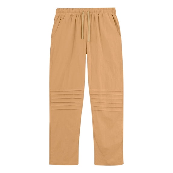 XIYON Men's Casual Pants Men Linen Casual Loose Pleated Breathable Straight Leg Trousers With Pockets Loose Streetwear