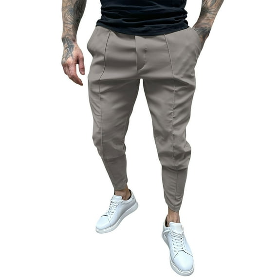 XIYON Men's Casual Pants Mens Solid Casual Pants Skinny Work Pants Outdoor Trendy Long Pants Fitness Pants Loose Fit