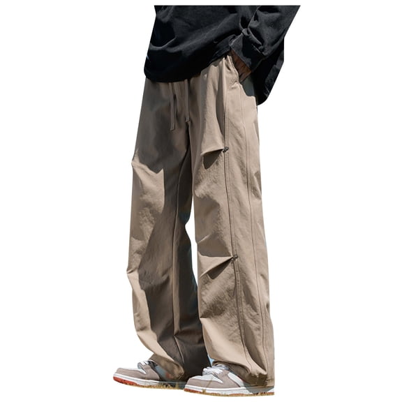 XIYON Men's Casual Pants Mens Straight Leg Floor Length Casual Wide Leg Pants Comfortable Loose Trousers For Everyday Wear Trousers Streetwear