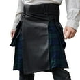 thumbnail image 1 of XIYON Men's Casual Pants Stylish Skirt Scottish Festival Tartan Pleated Design For Everyday Use Trousers Relaxed Fit, 1 of 6