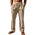 thumbnail image 1 of XIYON Men's Pants Casual Loose Straight Tube Vertical Stripes Medium High Waist Wide Leg Pants Comfort, 1 of 9