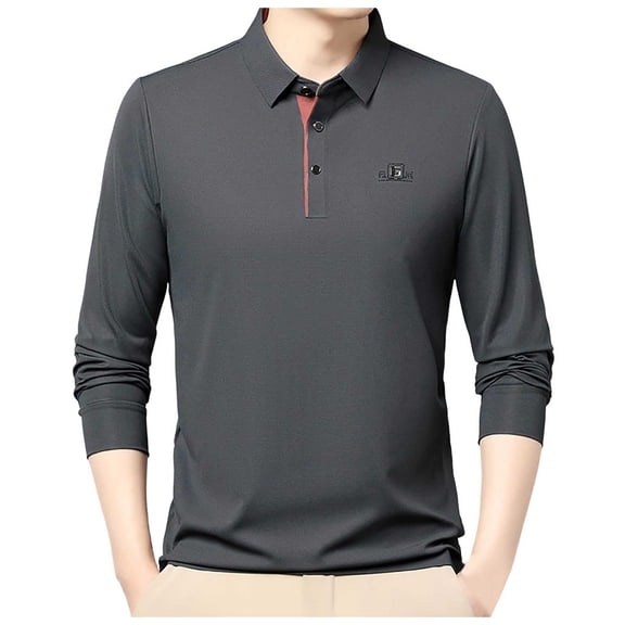 XIYON Men's Polo Shirt Male Long Sleeve Button Down Shirt Collar Casual Business Pullover Top Classic Shirts For Men