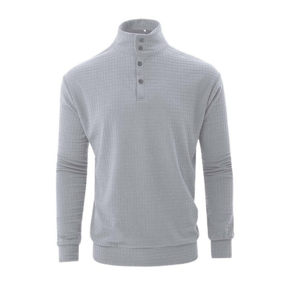 XIYON Men's Polo Shirt Men Loose Button Stand Collar Sportswear Long Sleeve Shirt Business Casual Fashion Tops Classic Comfortable Polo Shirts For Men