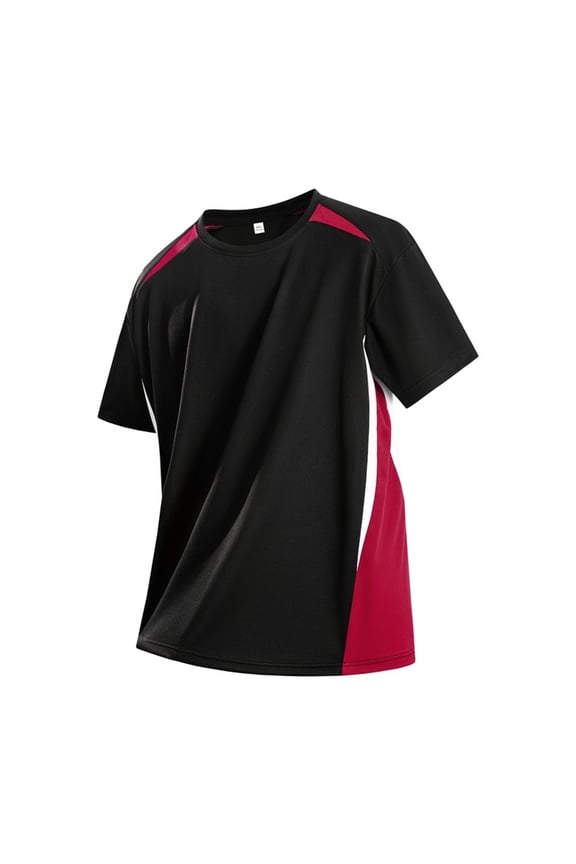 Men's T-Shirts 2026 Summer Color Block Silk Short Sleeve T Shirt Mesh Loose Fitting Running Breathable Soft Fashion
