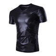 thumbnail image 1 of XIYON Men's T-Shirts Contrast Glitter Crew Neck Short Sleeve Tee Slim Fit T Shirt Streetwear Comfort, 1 of 2