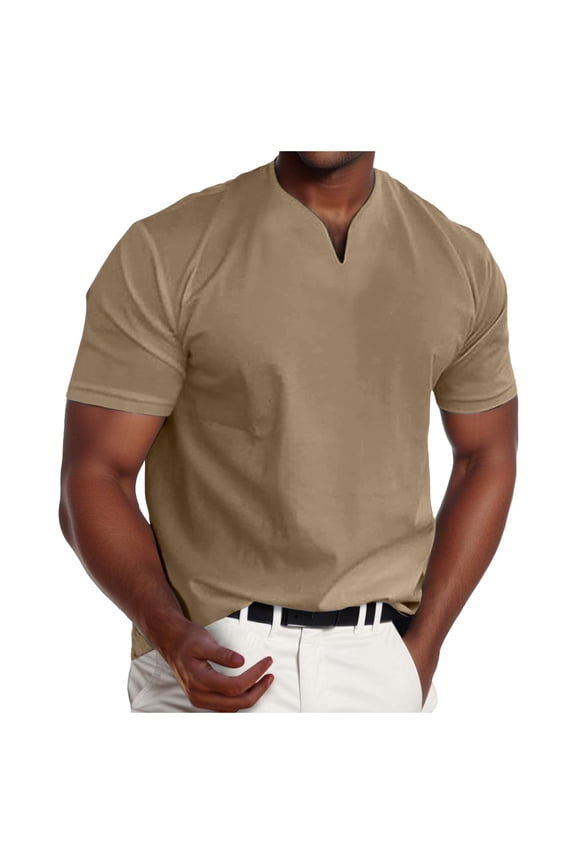 Men's T-Shirts Muscle V Neck Slim Fit Short Sleeve T Shirts Lightweight Casual Tee Vacation Beach