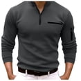 thumbnail image 1 of XIYON Mens Fashion Polo Shirts Male Shirt Quarter Zip Work Daily Wear Long Sleeve Fashion Plain Pocket Regular Fit Top Classic Shirts For Men, 1 of 4