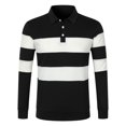 thumbnail image 1 of XIYON Mens Fashion Polo Shirts Men's Fall Winter Long Sleeve Striped Lapel Casual Knitted Shirt Polo Shirt Classic Comfortable Golf Shirts For Men, 1 of 9