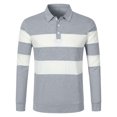 thumbnail image 1 of XIYON Mens Fashion Polo Shirts Men's Fall Winter Long Sleeve Striped Lapel Casual Knitted Shirt Polo Shirt Classic Comfortable Shirts For Men, 1 of 9