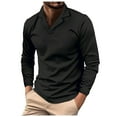thumbnail image 1 of XIYON Mens Fashion Polo Shirts Men's Long Sleeve Lapel Shirt Casual Solid Holiday Shirts Tops Business Casual Fashion Classic Golf Shirts For Men, 1 of 5