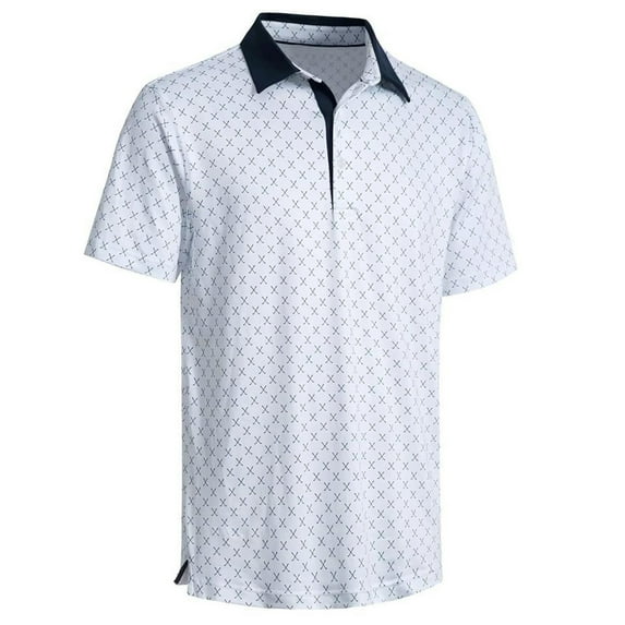 XIYON Mens Fashion Polo Shirts Men's Shirts Short Sleeve Striped Lapel Shirts For Men Fashion Casual Classic Collared Golf Shirts