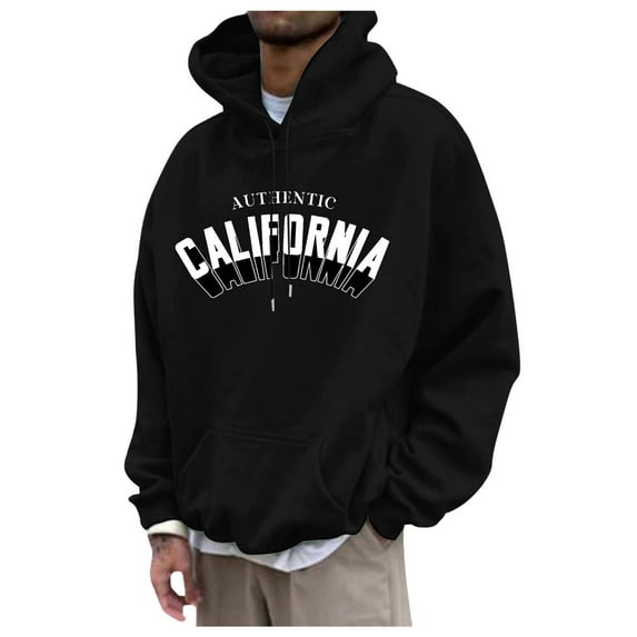 XIYON Mens Hoodies Men's Casual Sports Letter Print Long Sleeve Hooded Top Mens Hoodies Pullover Streetwear