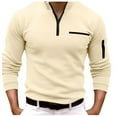 thumbnail image 1 of XIYON Mens Long Sleeve Polo Shirts Male Shirt Quarter Zip Work Daily Wear Fashion Comfortable Plain Pocket Regular Fit Top Classic Men's Shirts, 1 of 4