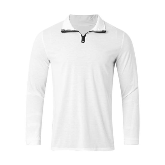 XIYON Mens Long Sleeve Polo Shirts Men's Zipper Shirt Solid Color Sports Shirt Classic Stylish Tops Casual Fashion Slim Fit Golf Shirts For Men