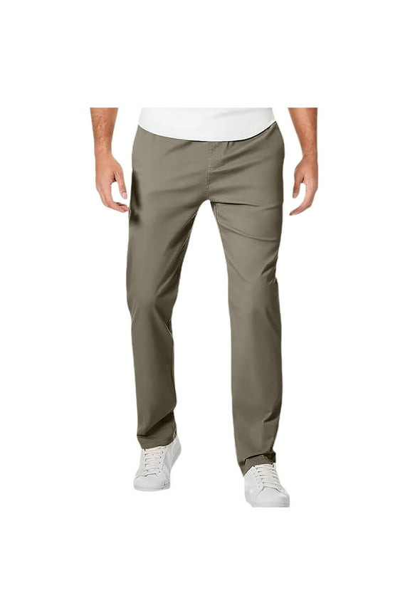 Mens Pants Men's Classic Veneer Crease Flat Head Chinos Mature Men's Straight Leg Pants Trousers