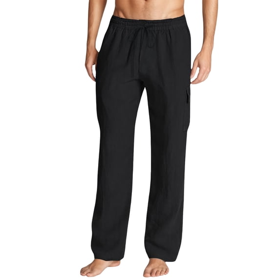 XIYON Mens Pants Straight Fit Comfortable Elastic Waist Pants For Home Relaxation Spring Summer Breathable Soft Solid Color Trousers Relaxed Fit