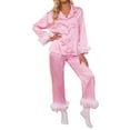 thumbnail image 1 of XIYON Pajama Sets For Women Elegant Printed Pajama Loungewear Soft Sleepwear Nightwear Comfy 2 Piece Outfit For Ladies Cozy Homewear Loungewear, 1 of 4