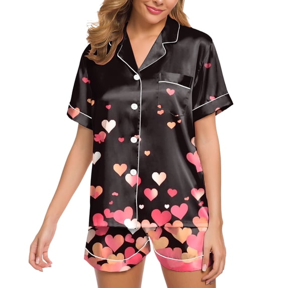 XIYON Pajama Sets For Women Silk Satin Pajamas Set 2 Piece Pj Sets Sleepwear Loungewear Button Down Pj Sets Comfortable