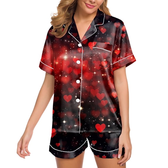 XIYON Pajama Sets For Women Silk Satin Pajamas Set 2 Piece Pj Sets Sleepwear Loungewear Button Down Pj Sets Soft Sleepwear Loungewear