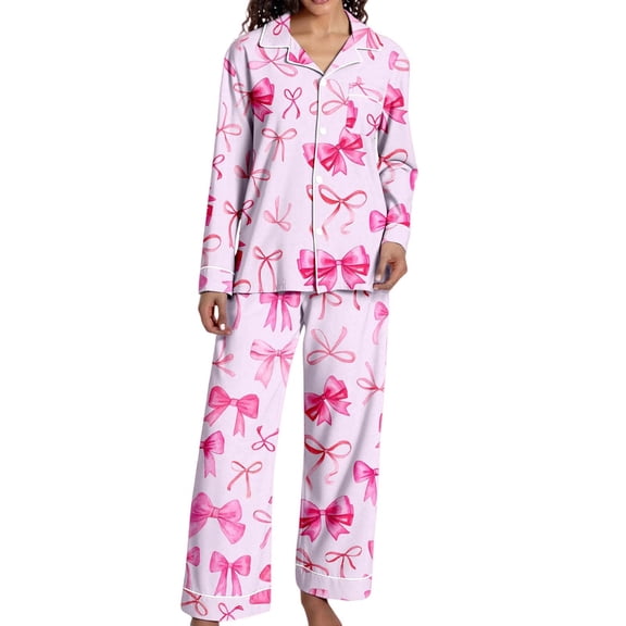 XIYON Pajama Sets For Women Soft Pajama Comfortable Long Sleeve Sleepwear 2 Piece Outfit With Relaxed Fit Pants For Cozy Nights And Relaxing Evenings Loungewear