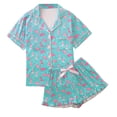 thumbnail image 1 of XIYON Pajama Sets For Women Valentines Sleepwear Short Sleeve Button Down Pajama Top With Matching Shorts For Home Wear And Lounging Ideas Comfy Pjs Outfits, 1 of 7