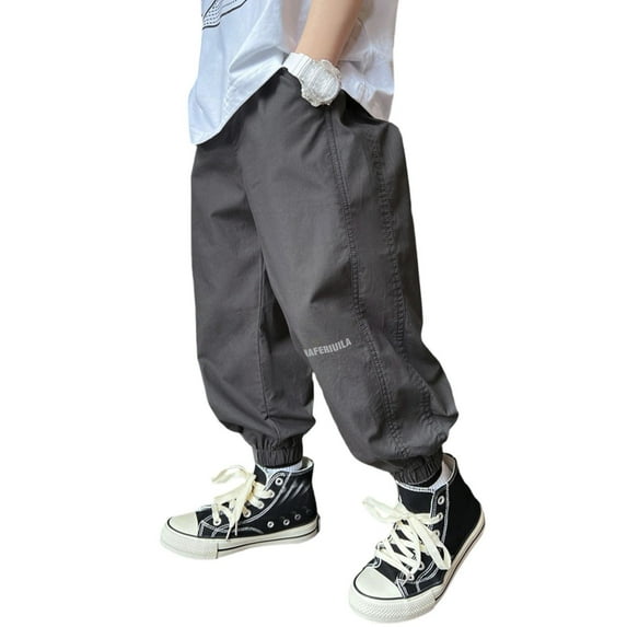 XIYON Pants For Boys Summer Kids Lightweight Breathable Casual Trousers With Elastic Waist Comfortable Outdoor Play Clothes For Toddler 4-5 Years