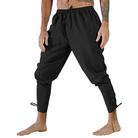 XIYON Pants For Men Comfortable Stylish Retro Gothic Leggings Drawstring Slacks Loose Fit