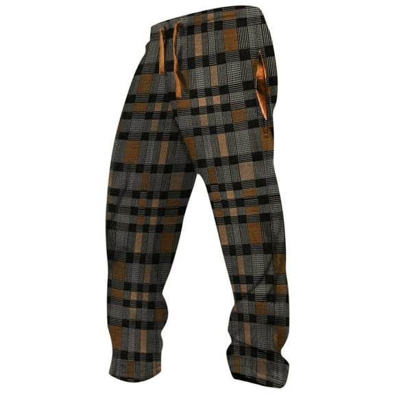 XIYON Pants For Men Fashion Print Men's Autumn Winter Sweatpants Lanyard Elasticated Waistband Athleisure Trousers Jogging Bottoms Streetwear