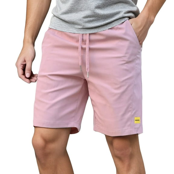 XIYON Pants For Men Twill Casual Cargo Shorts Drawstring Elastic Waist Pockets Classic Work Shorts For Men Comfortable Trousers