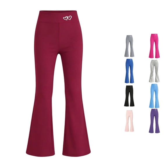 XIYON Pants for Girls High Waist Flare Pants Lightweight Yoga Trousers for Everyday Wear Comfort Fashion 3-4 Years