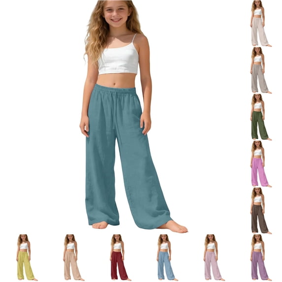XIYON Pants for Girls Stylish Comfortable Casual Pants Soft Everyday Wear Elastic Waist Outdoor and School Trousers 12-13 Years