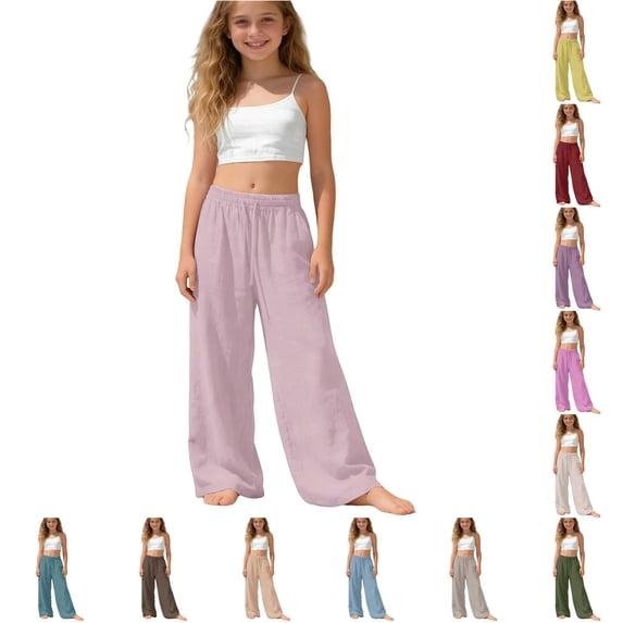 XIYON Pants for Girls Stylish Comfortable Casual Pants Soft Everyday Wear Elastic Waist Outdoor and School Trousers 4-5 Years