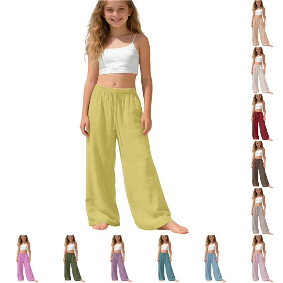 XIYON Pants for Girls Stylish Comfortable Casual Pants Soft Everyday Wear Elastic Waist Outdoor and School Trousers 5-6 Years