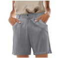 thumbnail image 1 of XIYON Shorts For Women Casual Solid Color Cargo Shorts Zipper Button Pockets Pleated Vacation Going Out, 1 of 6