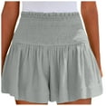 thumbnail image 1 of XIYON Shorts For Women Cotton High Elastic Waisted Pleated Ruffle Shorts Beach Flowy Casual 2026 Beach Clothes, 1 of 6