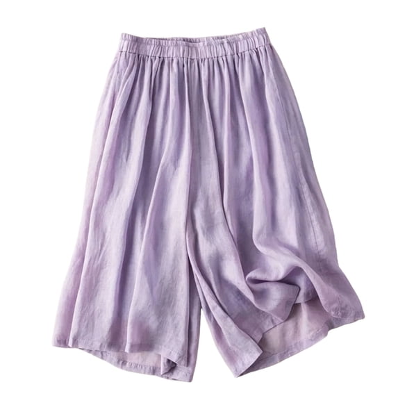 XIYON Shorts For Women Knee Length Loose Wide Leg Capri Shorts High Waist Summer Casual Flowy Cropped Soft Lightweight Beach Short Beach Vacation Clothes