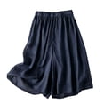 thumbnail image 1 of XIYON Shorts For Women Knee Length Loose Wide Leg Capri Shorts High Waist Summer Casual Flowy Cropped Soft Lightweight Beach Short Streetwear Lightweight, 1 of 3