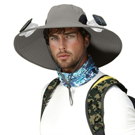 XIYON Solar Fan Hat, Hat With Fans Solar Power, Usb Charging Sun Hat With 3 Solar Fan For Men Women Outdoor Fishing Fashionable