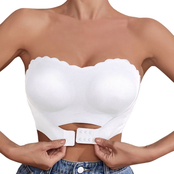 XIYON Strapless Bras For Women Breathable No Show Front Closure Bra With Detachable Pads And Strips For Everyday Comfortable