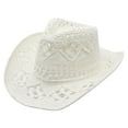 thumbnail image 1 of XIYON Straw Cowboy Hat For Women Men Summer Shapeable Straw Hat Hollowed Out Cowgirl Hat For Holiday Classics, 1 of 2