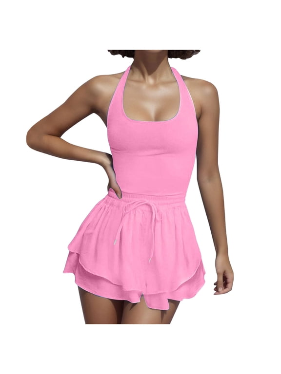 Summer Rompers For Women 2025 Tennis Skirt Dress Athletic Skort Romper Dress With Shorts Underneath Trendy