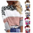 thumbnail image 1 of XIYON Sweaters for Women Fashion Leopard Print Sweater Ladies Fall Winter Color Block Long Sleeve Pullover Top Loose Casual, 1 of 9