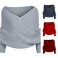 thumbnail image 1 of XIYON Sweaters for Women Off The Shoulder Fall Sweaters Elegant Casual Ribbed Knit Long Sleeve Tops Fall Fashion Outfits, 1 of 3