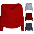 thumbnail image 1 of XIYON Sweaters for Women Off The Shoulder Fall Sweaters Elegant Casual Ribbed Knit Long Sleeve Tops Fall Fashion Outfits, 1 of 3