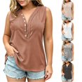 thumbnail image 1 of XIYON Tank Tops For Women Elegant Solid Color Sleeveless Button Front Pocket Tank Top For Lightweight Casual Surplice Design Workout Tops, 1 of 4